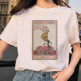 Women&#39;s Tarot Card Flower Funny Time Ladies Cartoon Fashion Short Sleeve Summer Printed T-shirt Women&#39;s T-shirt Top Pattern. - T-shirts