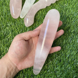 Natural Rose Quartz Yoni Wands Gemstone Crafts Pleasure Wand Body Hand Massage Wood Magic Stone