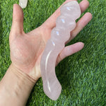 Natural Rose Quartz Yoni Wands Gemstone Crafts Pleasure Wand Body Hand Massage Wood Magic Stone