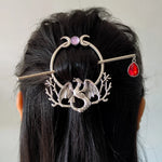Witch Goddess Crescent Moon Dragonfly Hairstick Fairy Moon Dragonfly Insect Hair Barrette Hairclip Wicca