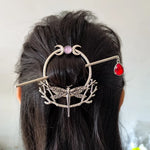 Witch Goddess Crescent Moon Dragonfly Hairstick Fairy Moon Dragonfly Insect Hair Barrette Hairclip Wicca