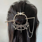 Witch Goddess Crescent Moon Dragonfly Hairstick Fairy Moon Dragonfly Insect Hair Barrette Hairclip Wicca