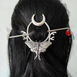 Witch Goddess Crescent Moon Dragonfly Hairstick Fairy Moon Dragonfly Insect Hair Barrette Hairclip Wicca