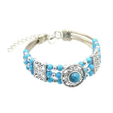 Gypsy Tribal Tibetan Bracelet for Women Boho Vintage Silver Men's Turquoise Elastic Bangles Afghan Turkish Ethnic Indian Jewelry