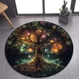 Viking Valknut Yggdrasil Tree of Life Round Area Rug: Stylish Décor