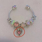 925 Sterling Silver Natural Cryrstal Heart With Mum And Baby Dolls Polly Pocket Charm Bead For Pandora Bracelet European Jewelry