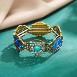 Gypsy Tribal Tibetan Bracelet for Women Boho Vintage Silver Men's Turquoise Elastic Bangles Afghan Turkish Ethnic Indian Jewelry