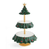 Resin Santa Claus Statues Holding Snack Tray Christmas Figurine with Treats Holder Cake Dessert Stand Fruit Plate for Xmas Party