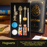 Magic Schools Wax Seal Stamp Set European British Feather Fountain Pen Wax Pellets Children's Day Gift Stamps for Scrapbooking