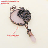 Antique Copper Retro Large Welded Semi precious Stone Retro Snake Lion Dragon Ox Necklace Pendan