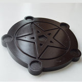 wood Altar candle holders Pentagram wooden Candlestick with Pentacle ritual plate Divination light holders Wicca ceremony props Tarot &Divination