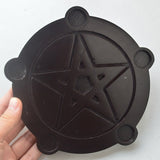 wood Altar candle holders Pentagram wooden Candlestick with Pentacle ritual plate Divination light holders Wicca ceremony props Tarot &Divination